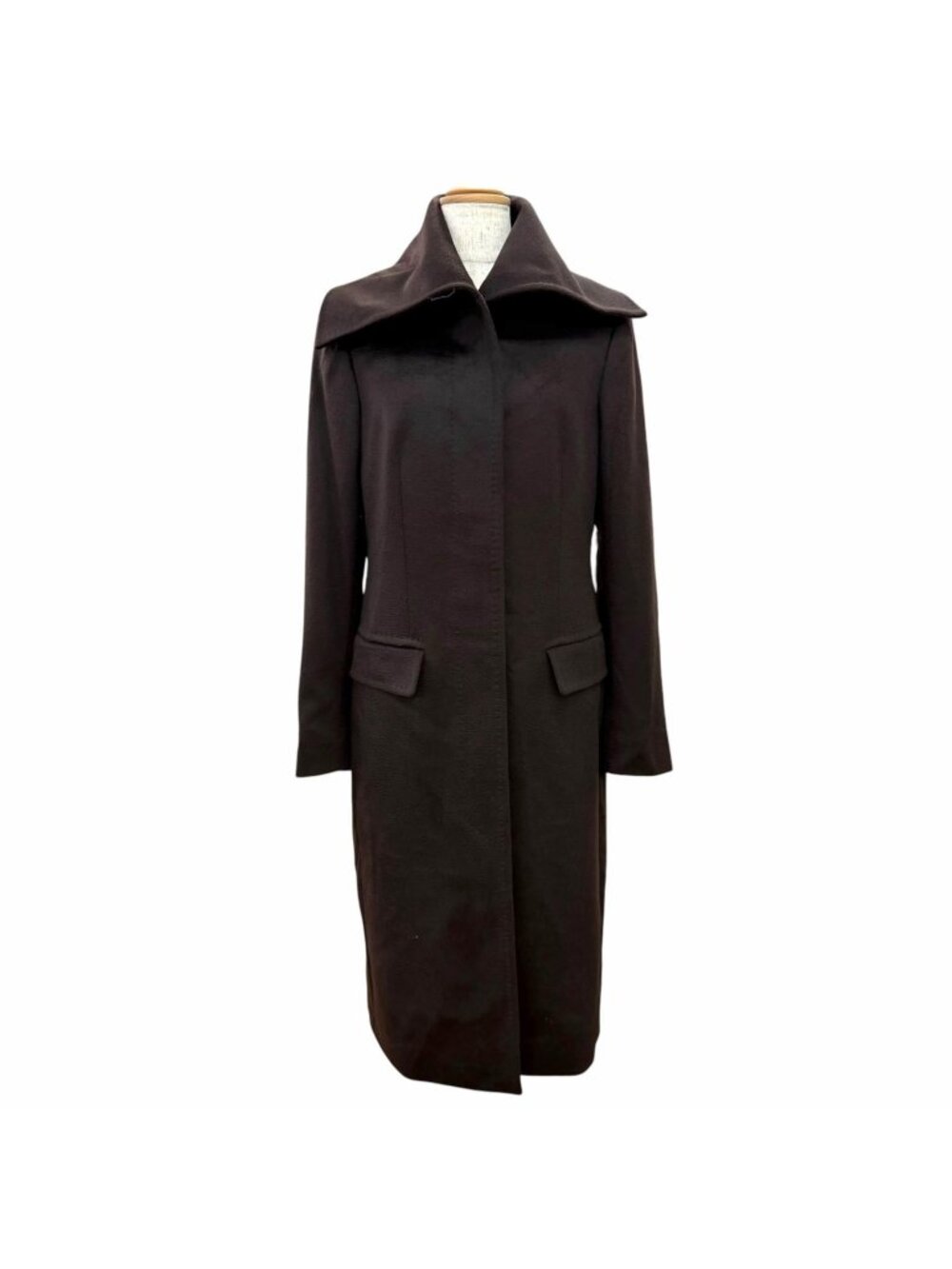 Max Mara Wool 100% White Tag Long Coat Dark Brown IT 40